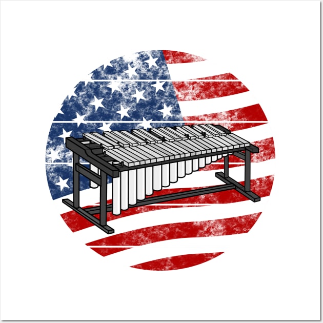 Marimba USA Flag Marimbist Percussionist Musician 4th July Wall Art by doodlerob